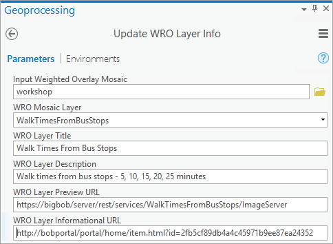 Werkzeug "Update WRO Layer Info" Werkzeug "Update WRO Layer Info"