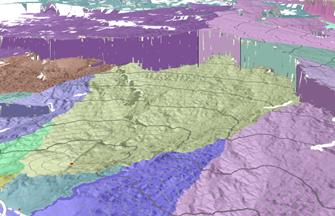 Oberfläche der akkumulativen Kosten in einer perspektivischen 3D-Ansicht Oberfläche der akkumulativen Kosten in einer perspektivischen 3D-Ansicht