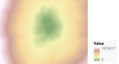 Karte der Entfernungsakkumulation ausgehend von einer Quelle Karte der Entfernungsakkumulation ausgehend von einer Quelle