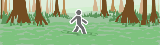 Wanderer, der sich durch einen Sumpf bewegt, durch den er langsamer wird Wanderer, der sich durch einen Sumpf bewegt, durch den er langsamer wird