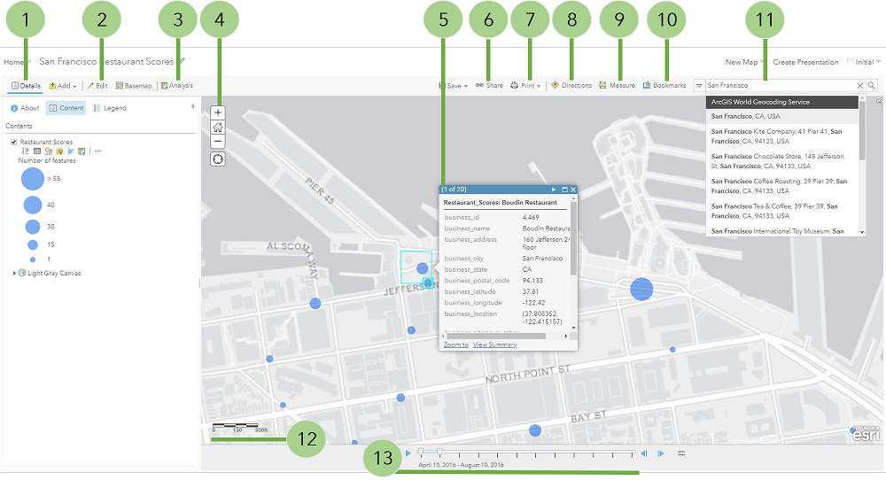 Map Viewer mit beschrifteten Elementen Map Viewer mit beschrifteten Elementen