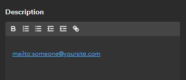 Fügen Sie der Projektbeschreibung einen mailto:-Link hinzu. Fügen Sie der Projektbeschreibung einen mailto:-Link hinzu.