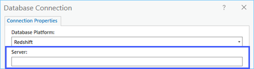 Geben Sie den Redshift-Server im Feld "Server" an.