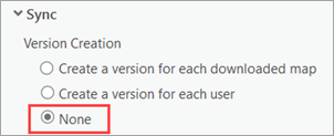 Bei Auswahl der Option "Keine" wird keine Replikatversion erstellt, wenn eine Offline-Karte heruntergeladen wird. Bei Auswahl der Option "Keine" wird keine Replikatversion erstellt, wenn eine Offline-Karte heruntergeladen wird.