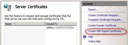 Erstellen von Links für selbstsignierte Zertifikate in IIS Manager Erstellen von Links für selbstsignierte Zertifikate in IIS Manager