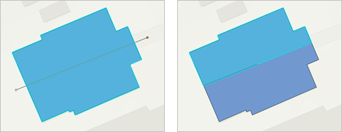 Teilen eines Polygons mit einer Linie, um zwei Polygone zu erstellen Teilen eines Polygons mit einer Linie, um zwei Polygone zu erstellen